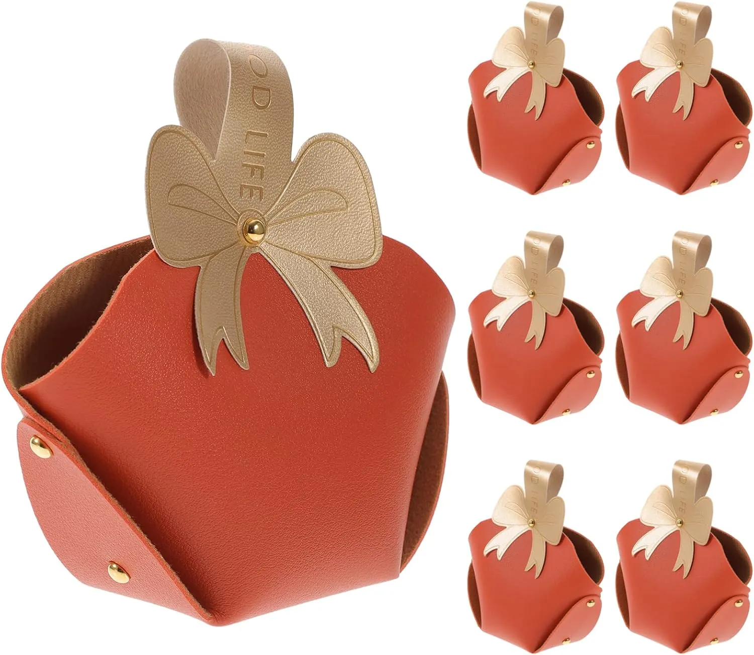 Abaodam Gift Boxes, 10pcs Bowknot Handbags Leather Party Favor Boxes, Reusable Wedding Candy Gift Bags, Orange, Occasion: Thanksgiving, Wedding, Birthday, Christmas, Bridal Shower