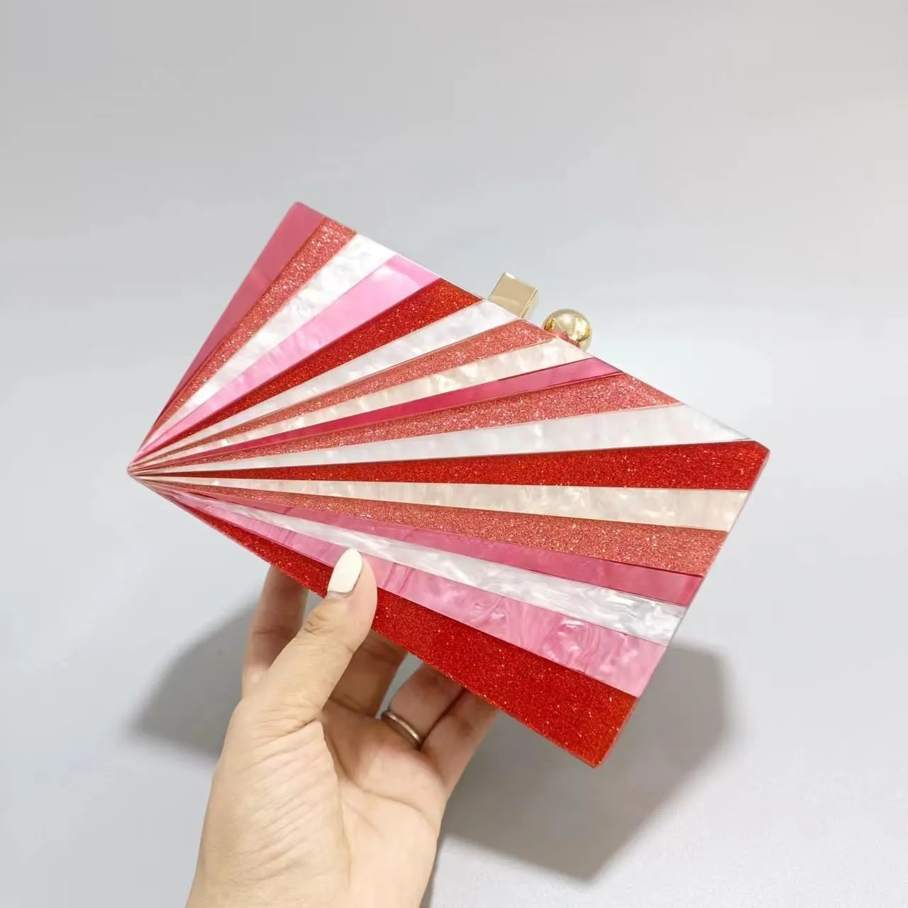 Acrylic Clutch Purse for Women Colorful Evening Handbag Geometric Marbling Box Bag with Detachable Chain