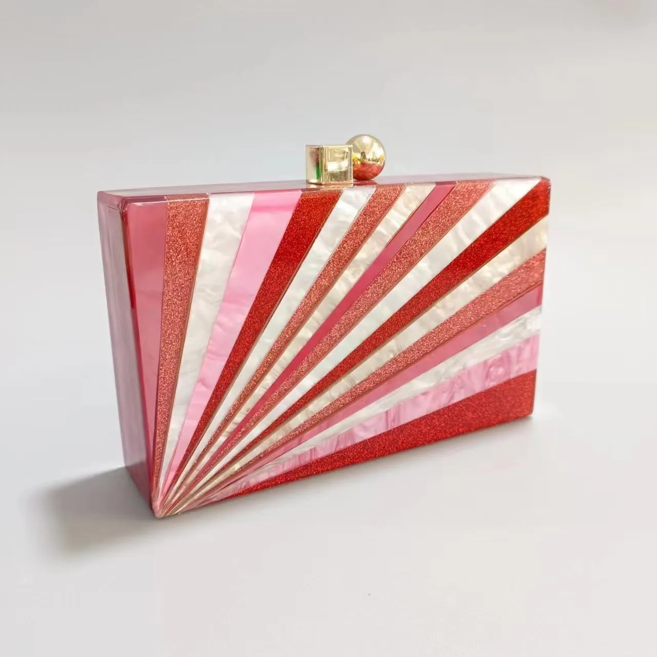 Acrylic Clutch Purse for Women Colorful Evening Handbag Geometric Marbling Box Bag with Detachable Chain