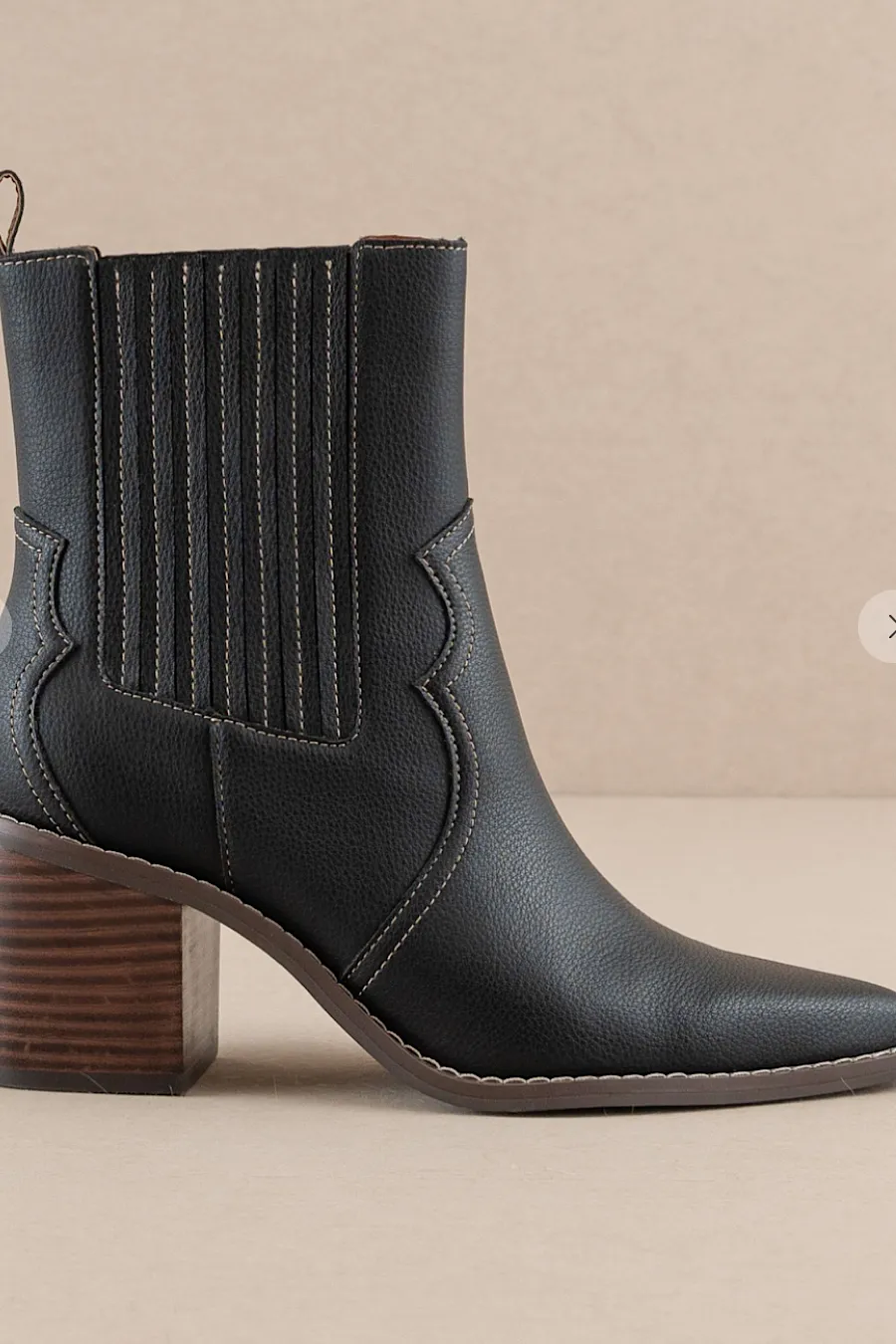 Addison Paneled Western Boot Black