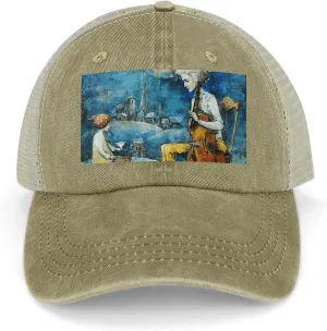 Adjustable Mesh Trucker Hat Two People on Chairs Printing Cowboy Mesh Baseball Cap Lightweight Trucker Hats Multiple Colour