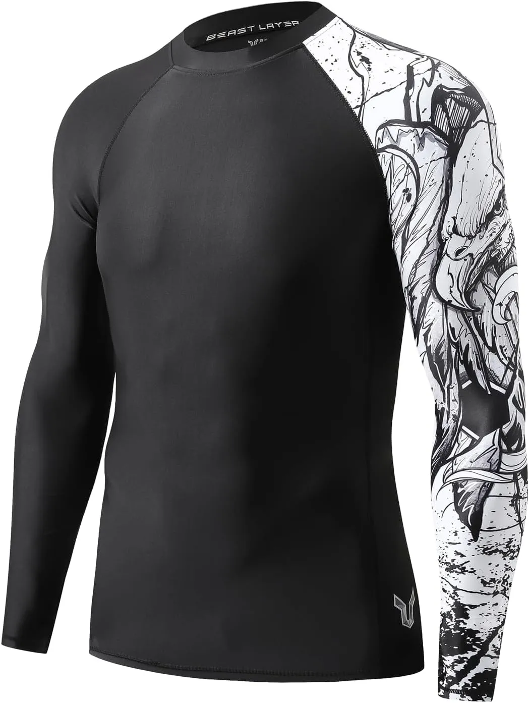 ADOREISM Quick-Dry Men's Long Sleeve Rash Guard UPF 50  Compression Swim Shirt