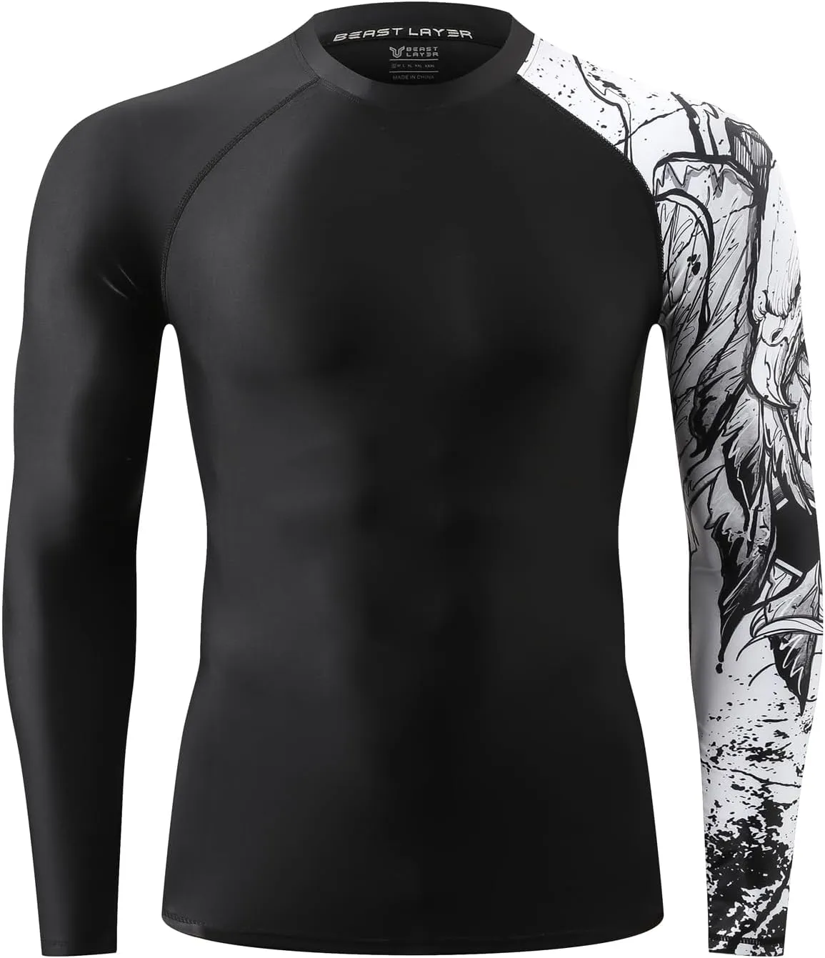 ADOREISM Quick-Dry Men's Long Sleeve Rash Guard UPF 50  Compression Swim Shirt