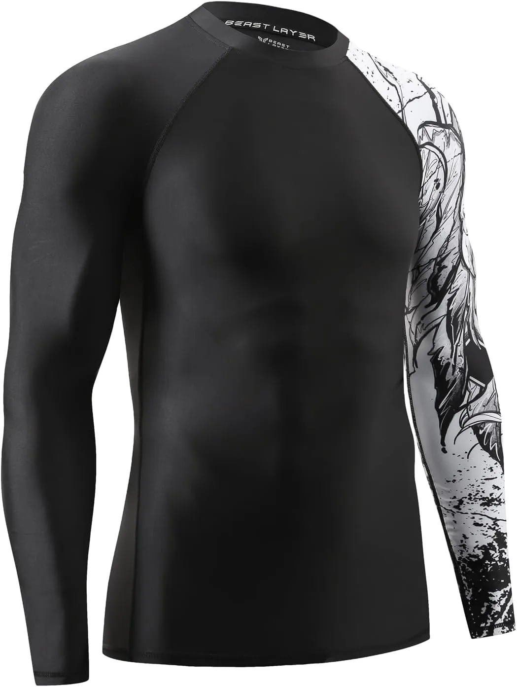 ADOREISM Quick-Dry Men's Long Sleeve Rash Guard UPF 50  Compression Swim Shirt