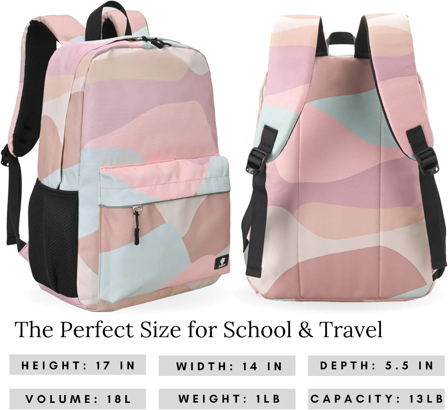Aesthetic Kids' Backpack for Teen Girls, Bookbags for School or Travel with Padded Laptop Compartment, Pink Cloud…