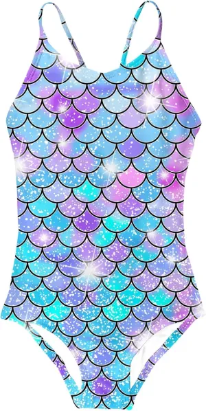 AIDEAONE Girls Swimsuit 3-12 Years One Piece Bathing Suit Quick Dry Beach Swimwear