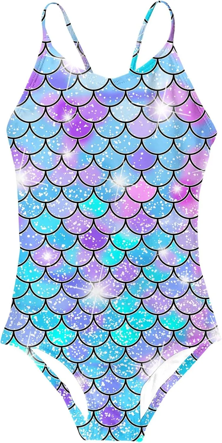 AIDEAONE Girls Swimsuit 3-12 Years One Piece Bathing Suit Quick Dry Beach Swimwear