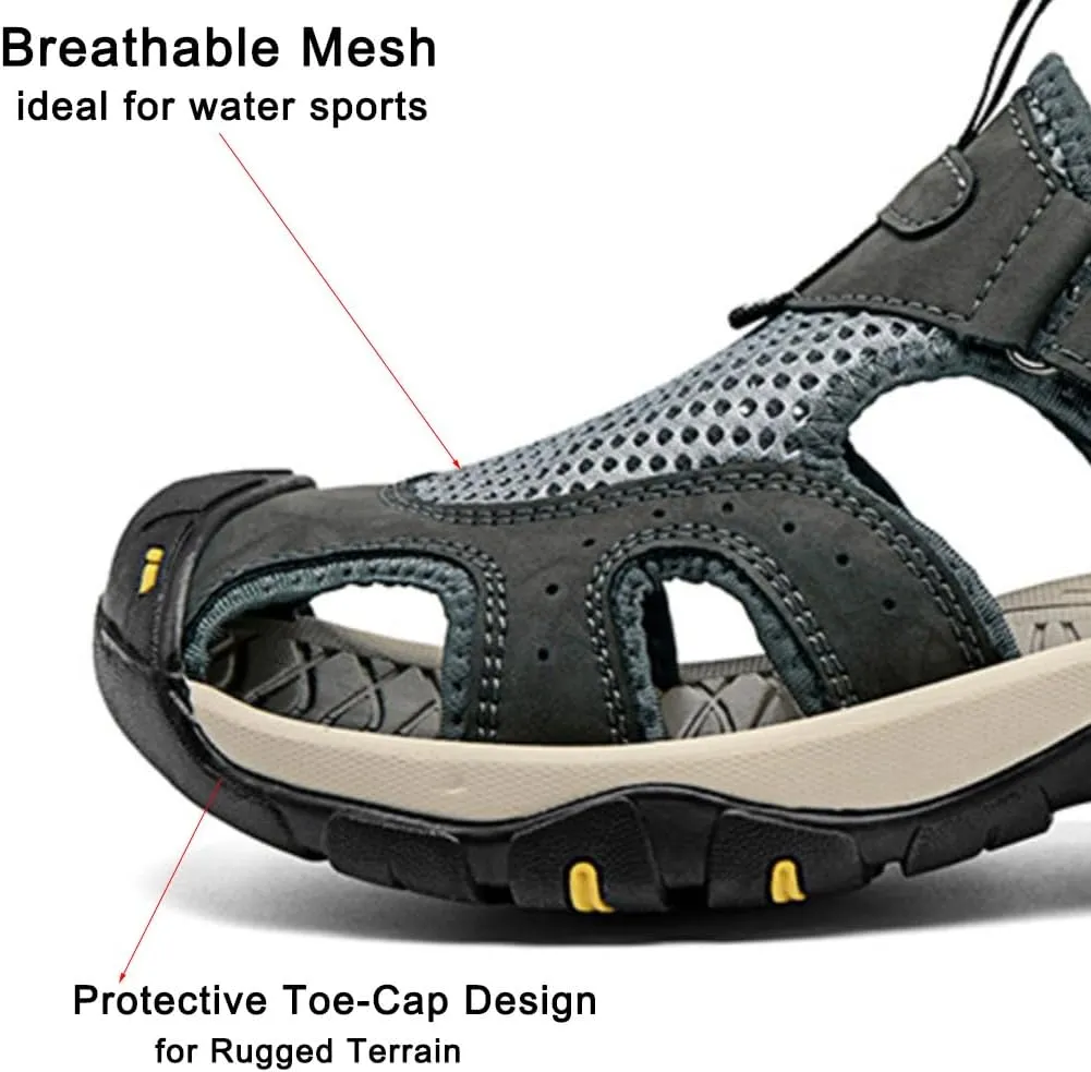ailishabroy Men's Sport Sandals Closed-toe: Lightweight Quick-Dry Hiking Footwear