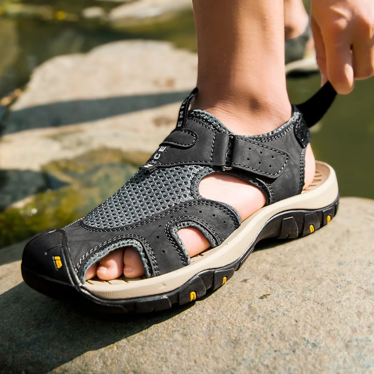 ailishabroy Men's Sport Sandals Closed-toe: Lightweight Quick-Dry Hiking Footwear