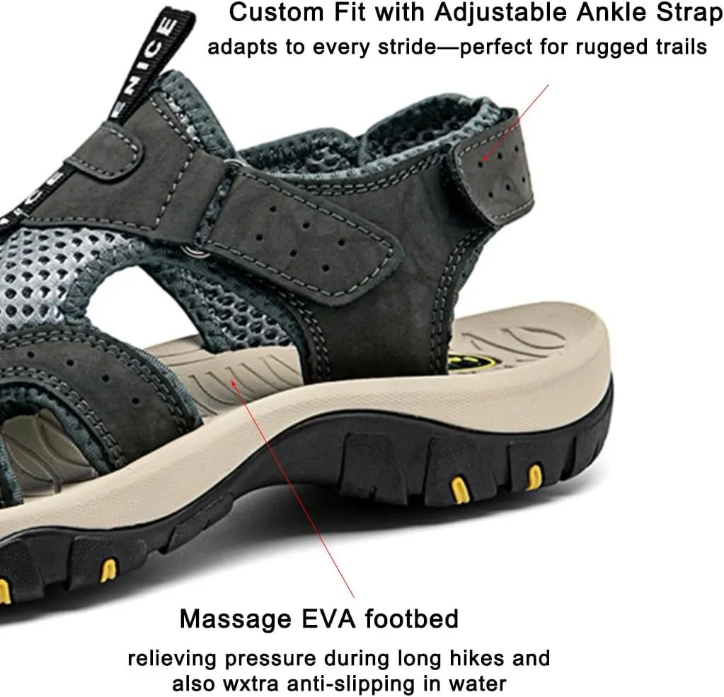ailishabroy Men's Sport Sandals Closed-toe: Lightweight Quick-Dry Hiking Footwear