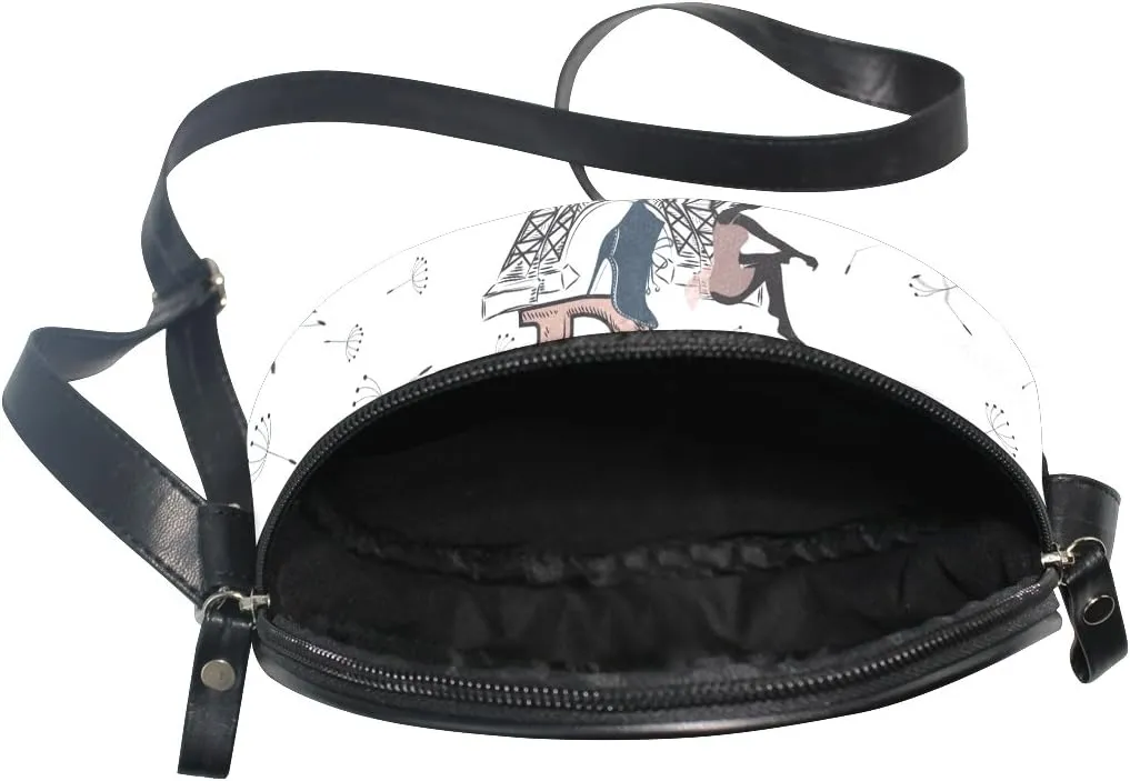 ALAZA Art Paris Eiffel Tower Painting Round Crossbody Bag Canvas Messenger Purse