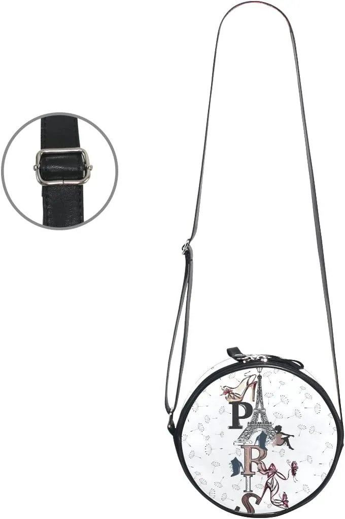 ALAZA Art Paris Eiffel Tower Painting Round Crossbody Bag Canvas Messenger Purse