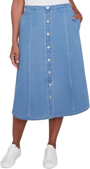 Alfred Dunner Women's Paneled Full Length Denim Skirt