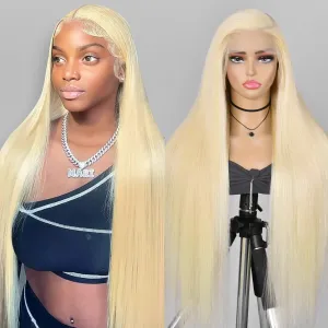 Alididi 613 13x6 Lace Front Wig Human Hair 200 Density Blonde Wig Human Hair 613 Lace Front Wig Human Hair Straight Lace Frontal Wig Human Hair Pre Plucked With Baby Hair (28Inch, 613 Blonde Wig)