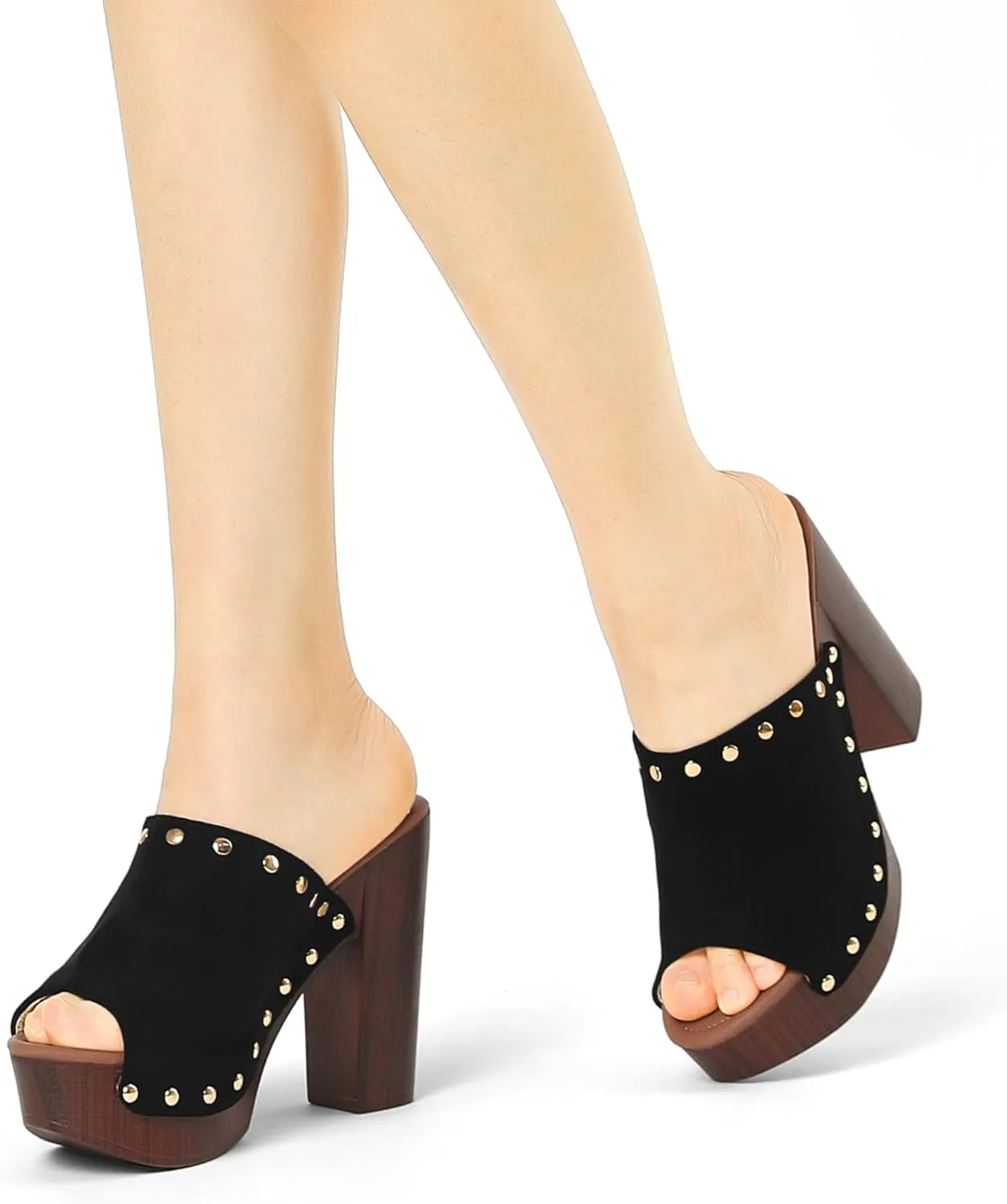Allegra K Women's Open Toe Platform Block Heel Slides Sandals
