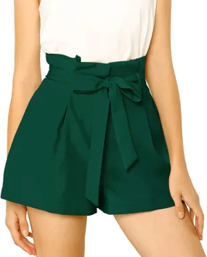 Allegra K Women's Summer Shorts with Pockets Casual 2025 Trendy Bowknot Tie High Waist Paperbag Shorts