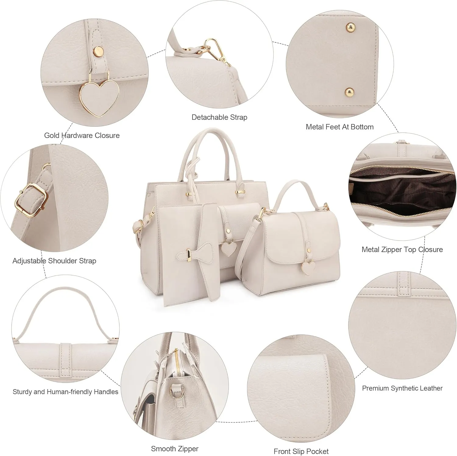 ALYSSA Tote Bag for Women Medium Crossbody Purse Shoulder Bag Top Handle Satchel Cute Wallet 3Pcs Handbags Set Gift