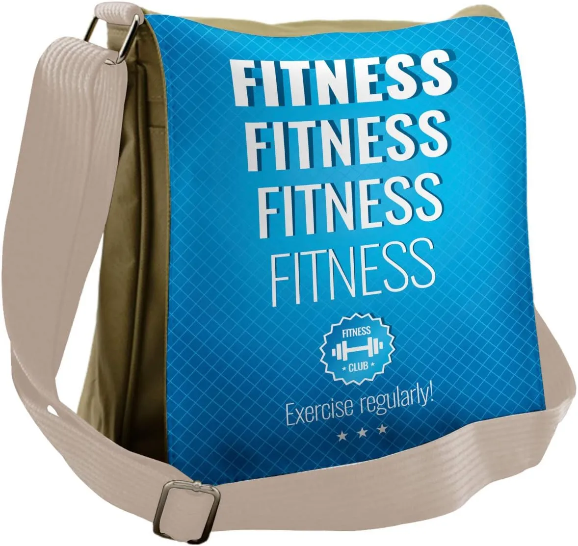Ambesonne Fitness Messenger Bag, Gym Related Words Checkered, Unisex Cross-body