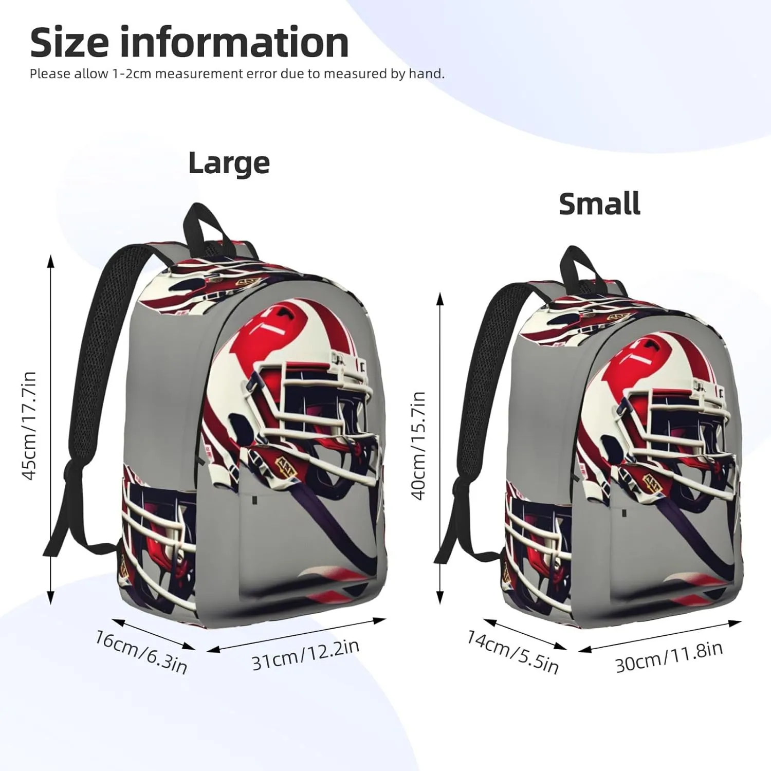 American Football Print Laptop Backpack For Women Travel Canvas Bookbag For Men Outdoor Fashion Casual Daypack, Medium, SB-122