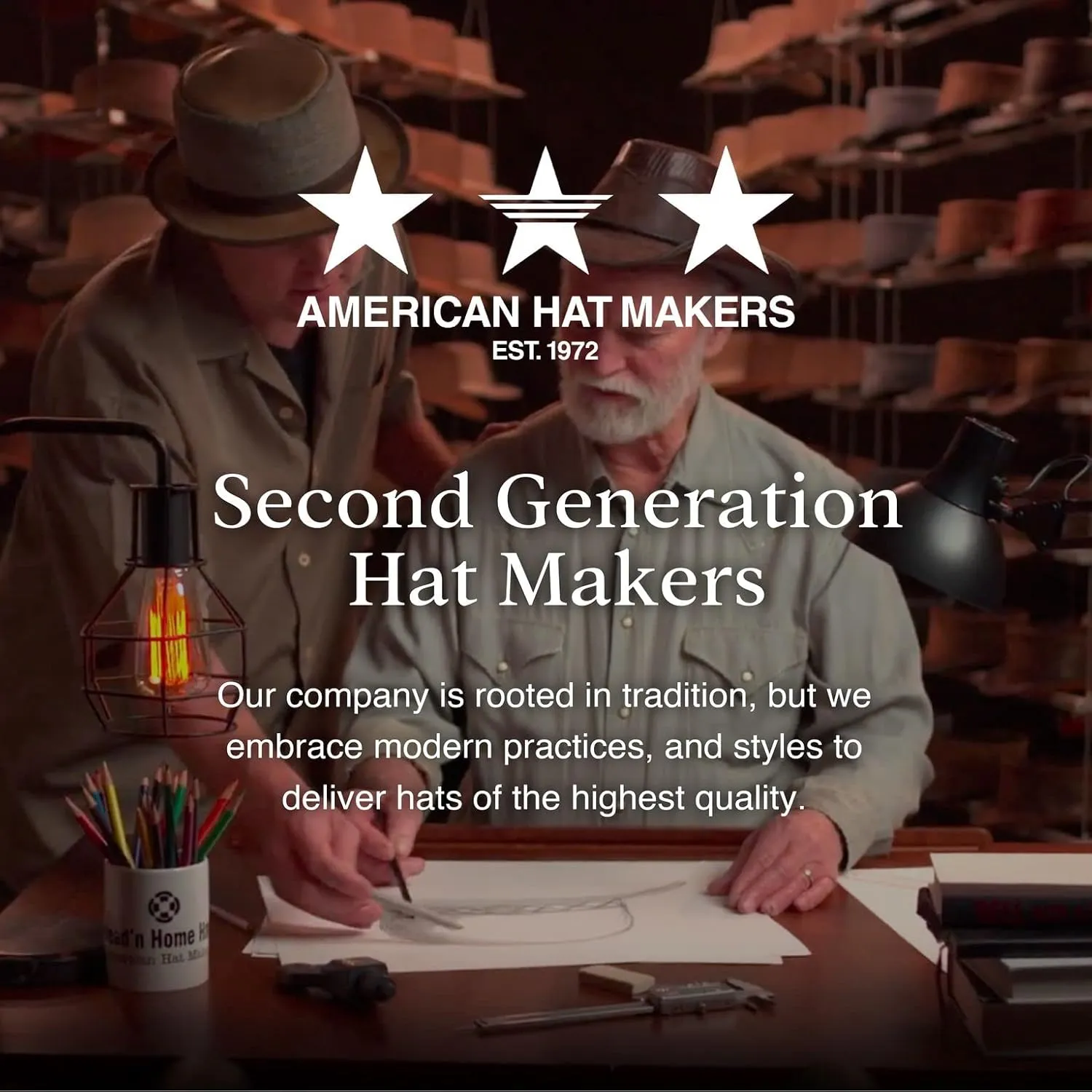 American Hat Makers Hollywood Leather Cowboy Hat — Handcrafted 100% Fine Leather Hat Breathable, System, Brown