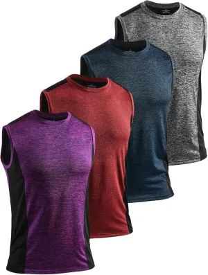 AMVELOP 4 Pack Men's Workout Tank Tops Sleeveless Quick Dry Gym Muscle Shirts