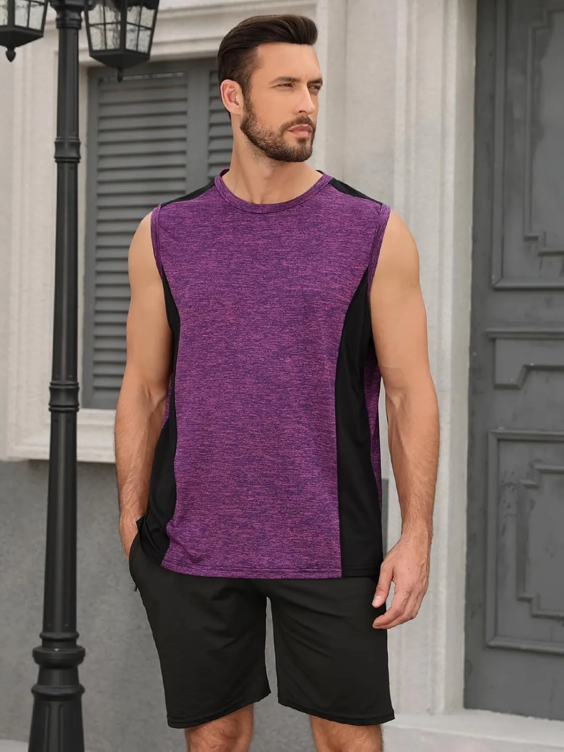 AMVELOP 4 Pack Men's Workout Tank Tops Sleeveless Quick Dry Gym Muscle Shirts