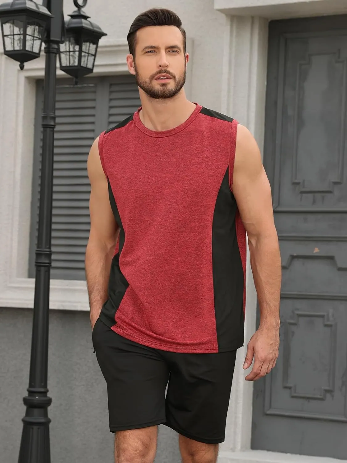 AMVELOP 4 Pack Men's Workout Tank Tops Sleeveless Quick Dry Gym Muscle Shirts