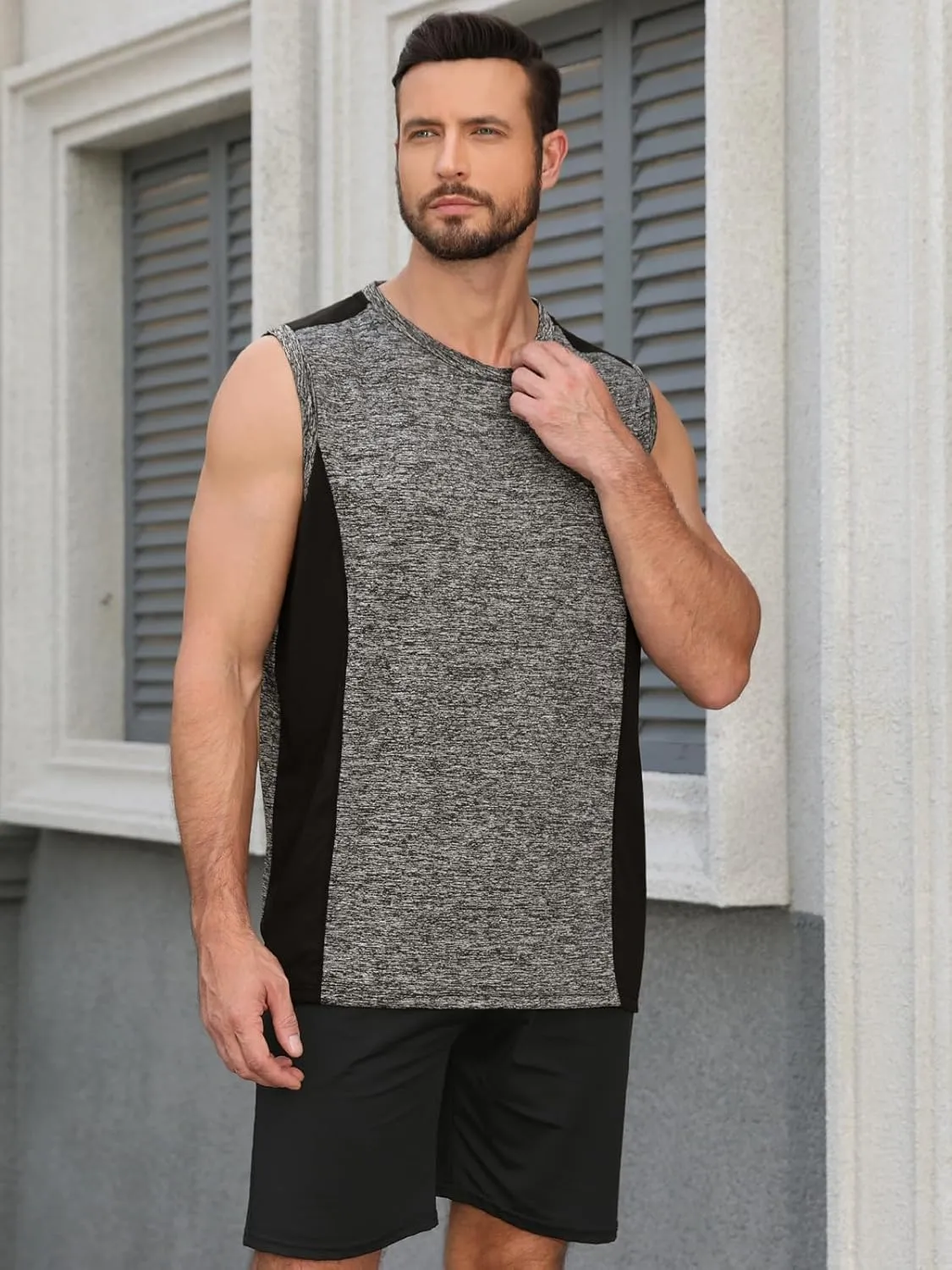 AMVELOP 4 Pack Men's Workout Tank Tops Sleeveless Quick Dry Gym Muscle Shirts