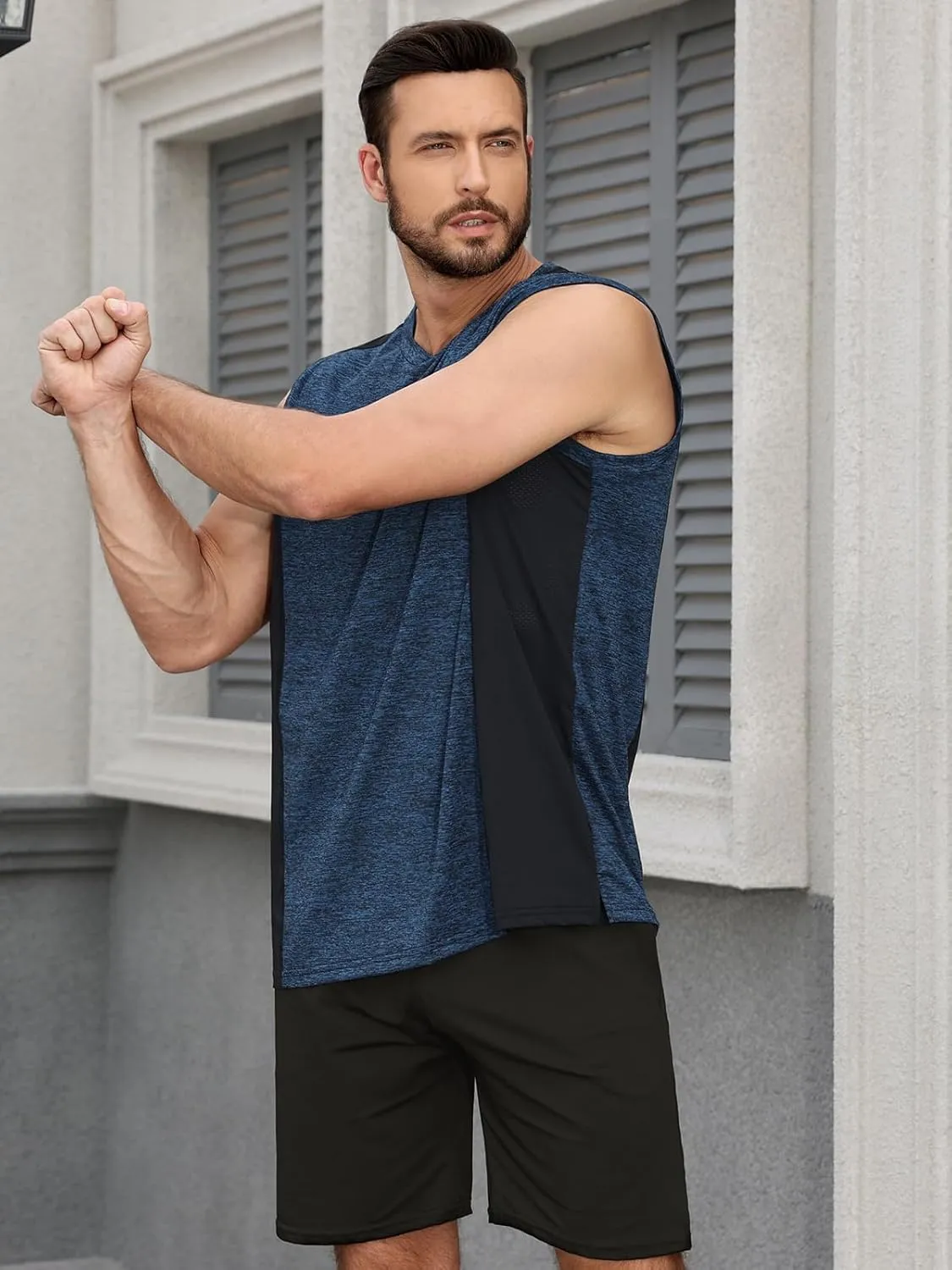 AMVELOP 4 Pack Men's Workout Tank Tops Sleeveless Quick Dry Gym Muscle Shirts