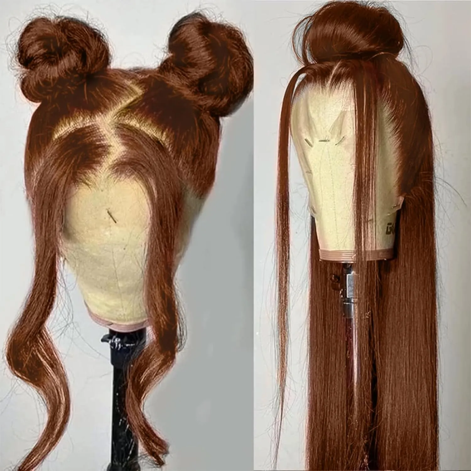 ANDRIA 28 Inches Chocolate Brown 13x6 HD Lace Front Wigs Brown Straight Pre-plucked Glueless Lace Frontal Wig Synthetic Heat Resistant Hair Wig With Baby Hair Natural Hairline Lace Wigs for Women