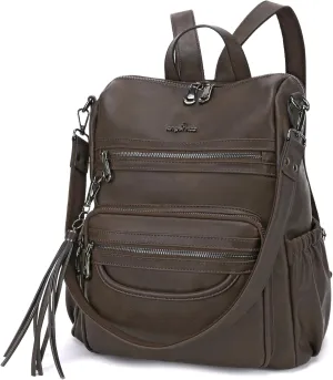 Angel Kiss Women's Backpacks & Purse - PU Leather Zipper Casual Backpacks & Shoulder Bags