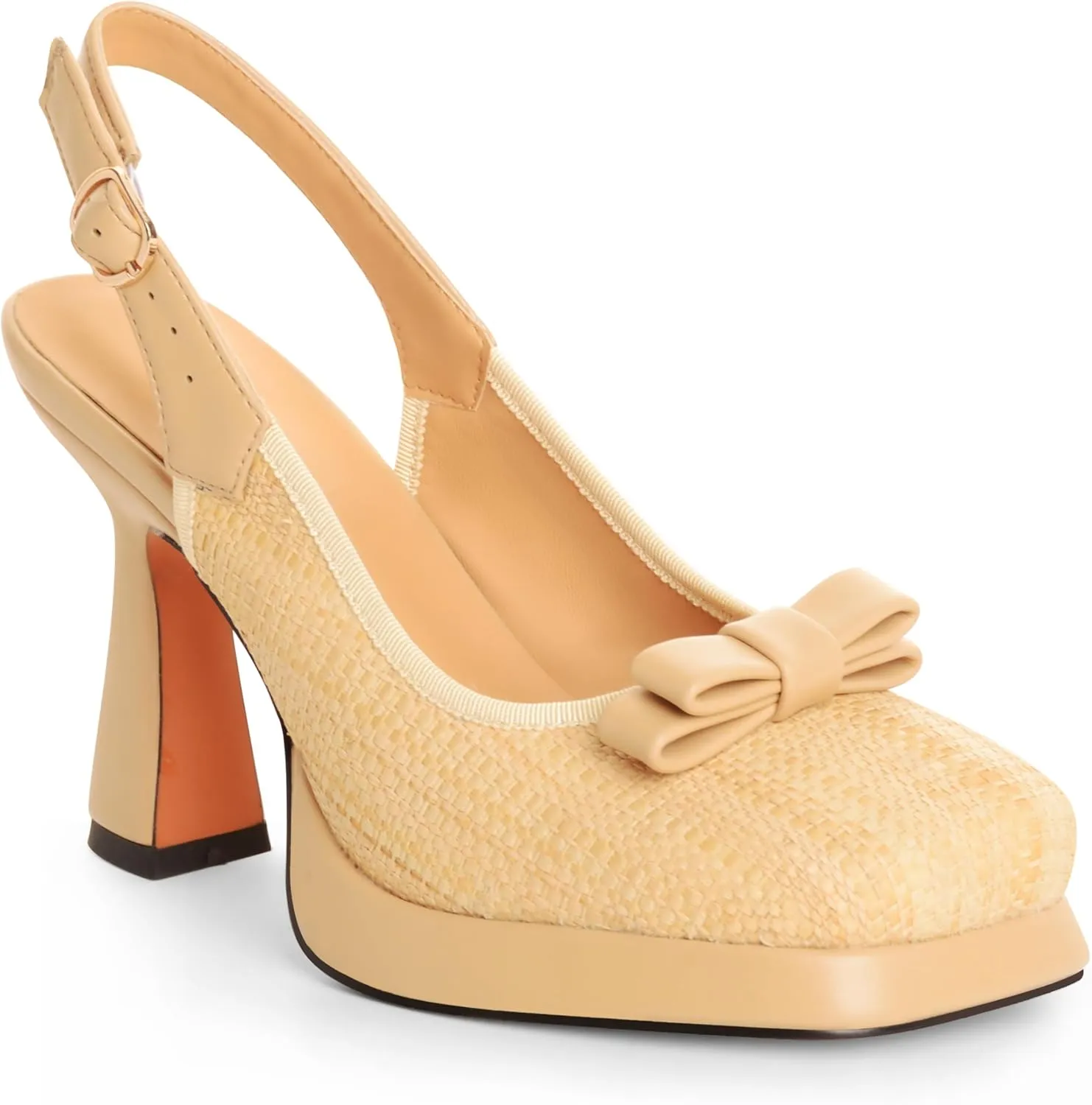 ANN CREEK Womens Slingback Pumps Square Toe Block High Heels Platform for Women Mary Jane Braid Dress Wedding Prom Party Office Ladies