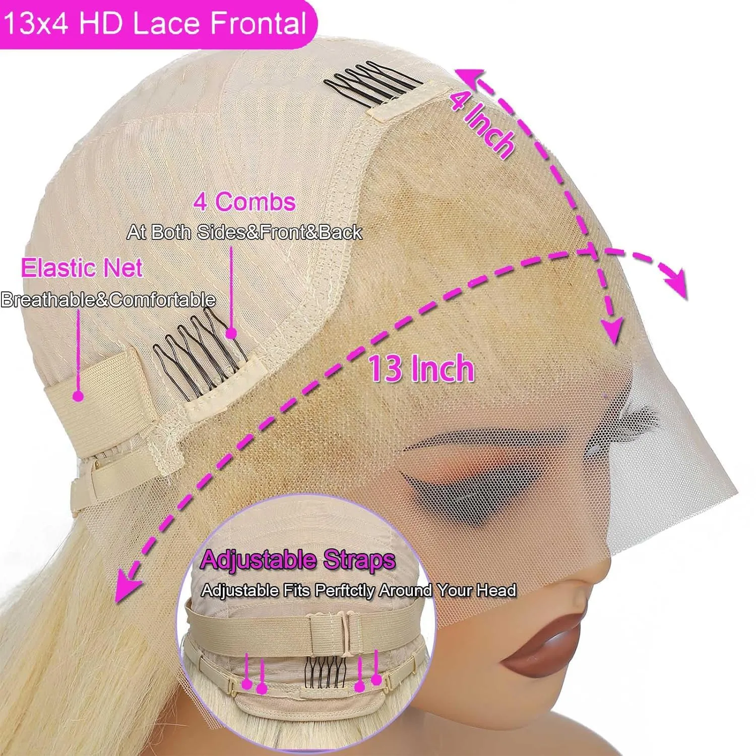 ANNELBEL 250% Density 613 Body Wave Lace Front Wig Human Hair 13x4 HD Blonde Wig Transparent Lace Wigs for Women Glueless Frontal Wigs 22 Inch