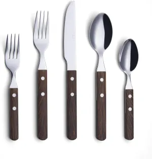 ANNOVA Silverware Set Stainless Steel Cutlery Color Handle With Rivet/Retro Flatware (Walnut/Wood 303, 20 Pieces)
