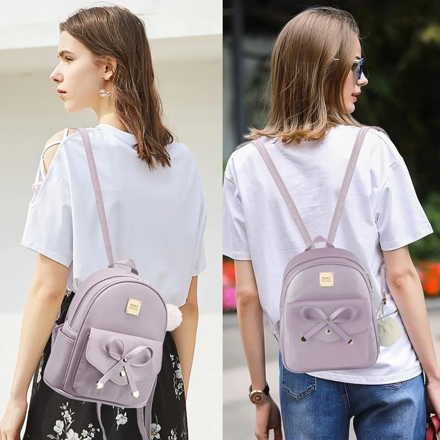 Aogist Mini Leather Backpack Purse 3-Pieces Fashion Bowknot Zipper Bags Cute Casual Travel Daypacks for and Women