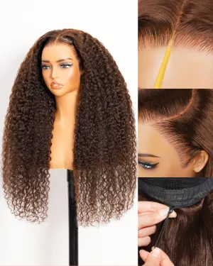 Arabella Chocolate Brown Lace Front Wigs Human Hair 13x6 Deep Wave Lace Front Wigs Human Hair Colored Deep Curly HD Lace Frontal Wigs for Women Pre Plucked with Natural Hairline 30 Inch