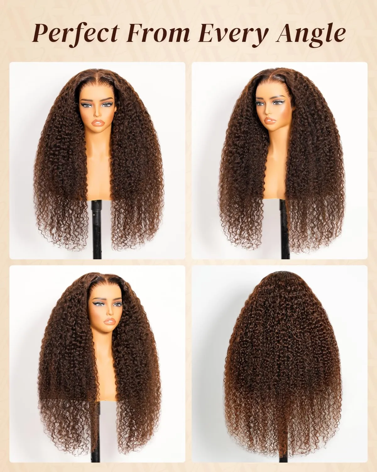 Arabella Chocolate Brown Lace Front Wigs Human Hair 13x6 Deep Wave Lace Front Wigs Human Hair Colored Deep Curly HD Lace Frontal Wigs for Women Pre Plucked with Natural Hairline 30 Inch