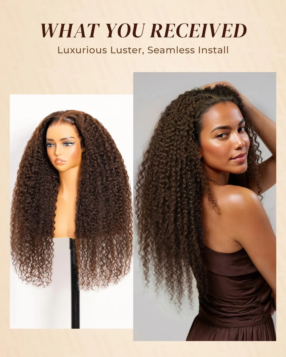 Arabella Chocolate Brown Lace Front Wigs Human Hair 13x6 Deep Wave Lace Front Wigs Human Hair Colored Deep Curly HD Lace Frontal Wigs for Women Pre Plucked with Natural Hairline 30 Inch