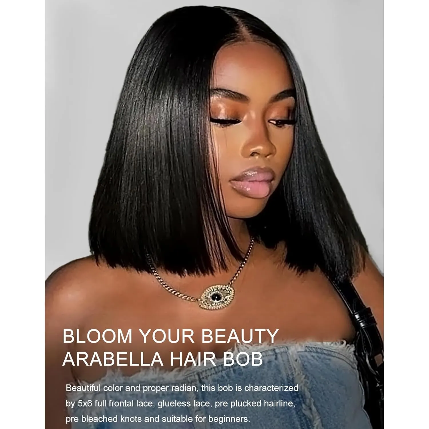Arabella Hair 5x6 Bob Wig Human Hair Real 210% Density Ready to Go Glueless Wig Human hair 12A Straight Bob Wigs Human Hair Pre Cut Lace Pre Bleached Tiny Knots (12inch, 5x6 Glueless Bob)