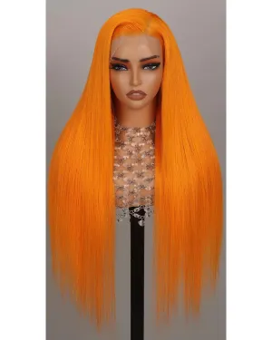 Arabella Orange Lace Front Wig Human Hair 13x4 Colored By 613 Lace Front Wigs Human Hair 210% Density Ginger Lace Frontal Wig Pre Plucked With Baby Hair (18inch, Orange 13X4 Ready to go wig)