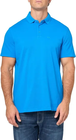 Armani Exchange Men's Regular Fit Solid Colored Sun Washed Pique Polo