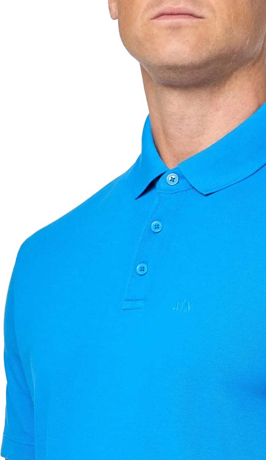 Armani Exchange Men's Regular Fit Solid Colored Sun Washed Pique Polo