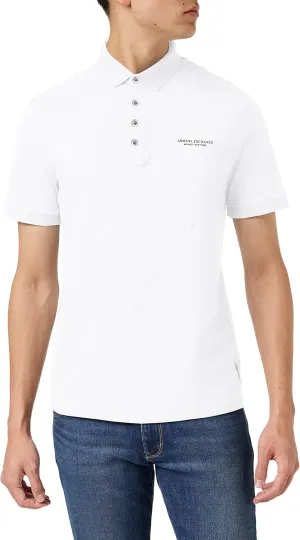 Armani Exchange Men's Short Sleeve Milano/New York Logo Jersey Polo Shirt