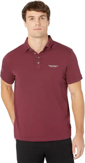 Armani Exchange Men's Short Sleeve Milano/New York Logo Jersey Polo Shirt