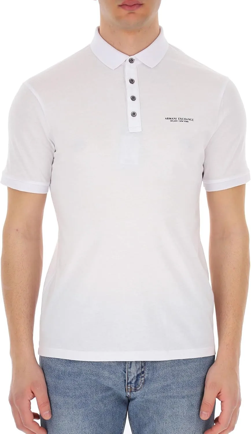 Armani Exchange Men's Short Sleeve Milano/New York Logo Jersey Polo Shirt