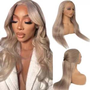 Ash Blonde Real Human Hair Wig 13x6 Lace Front Wigs for Black Women Straight Frontal Wig Pre Plucked Natural Hairline 180% Density Grey Blonde 13x6 HD Invisible Lace Glueless Wigs Tiny Knots 18 Inch