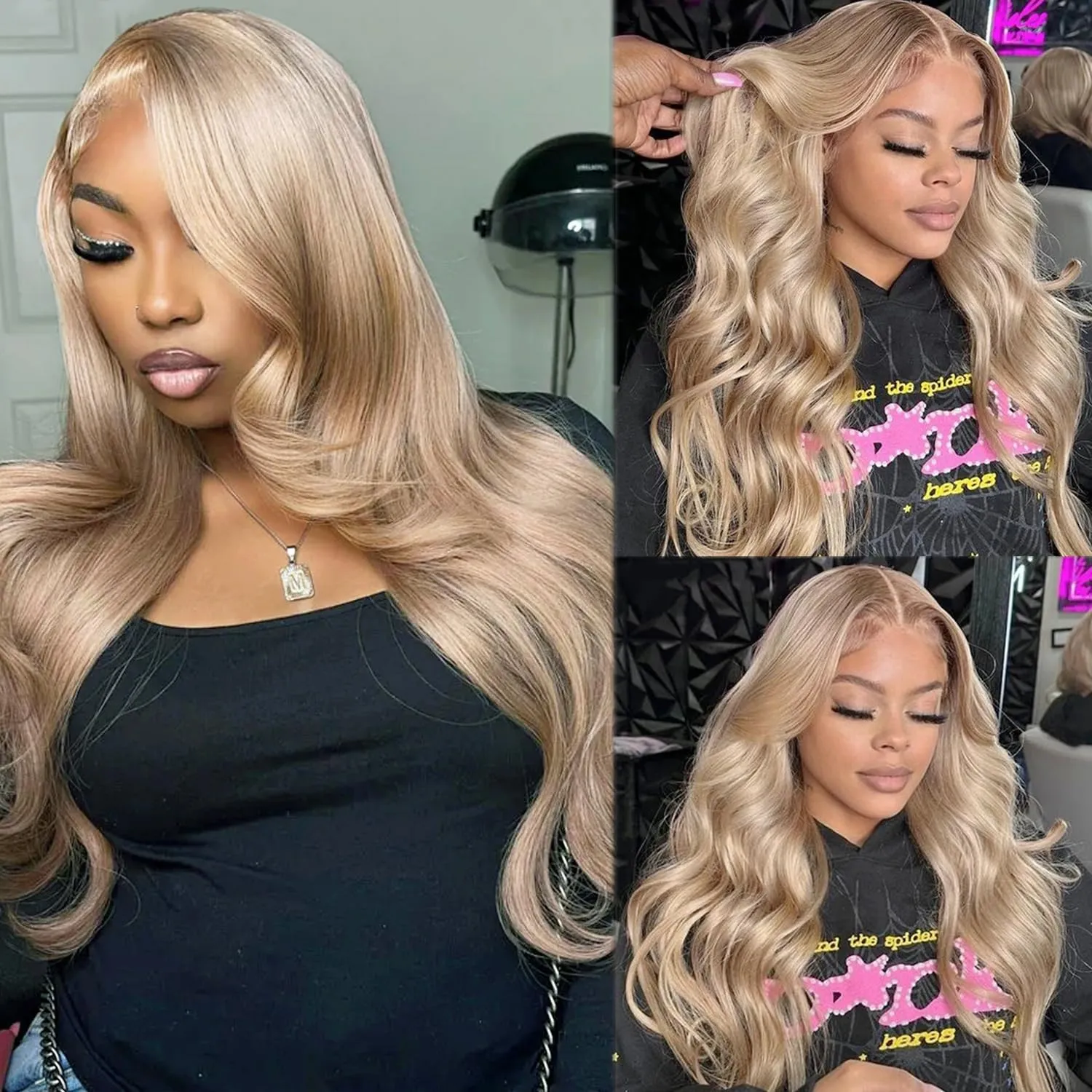 Ash Blonde Wig Human Hair 32 Inch 13x6 Transparent Lace Front Wigs Human Hair 180% Density Brown Blonde Straight Lace Front Wigs for Black Women Pre Plucked Long Invisible Lace Frontal Wigs Human Hair