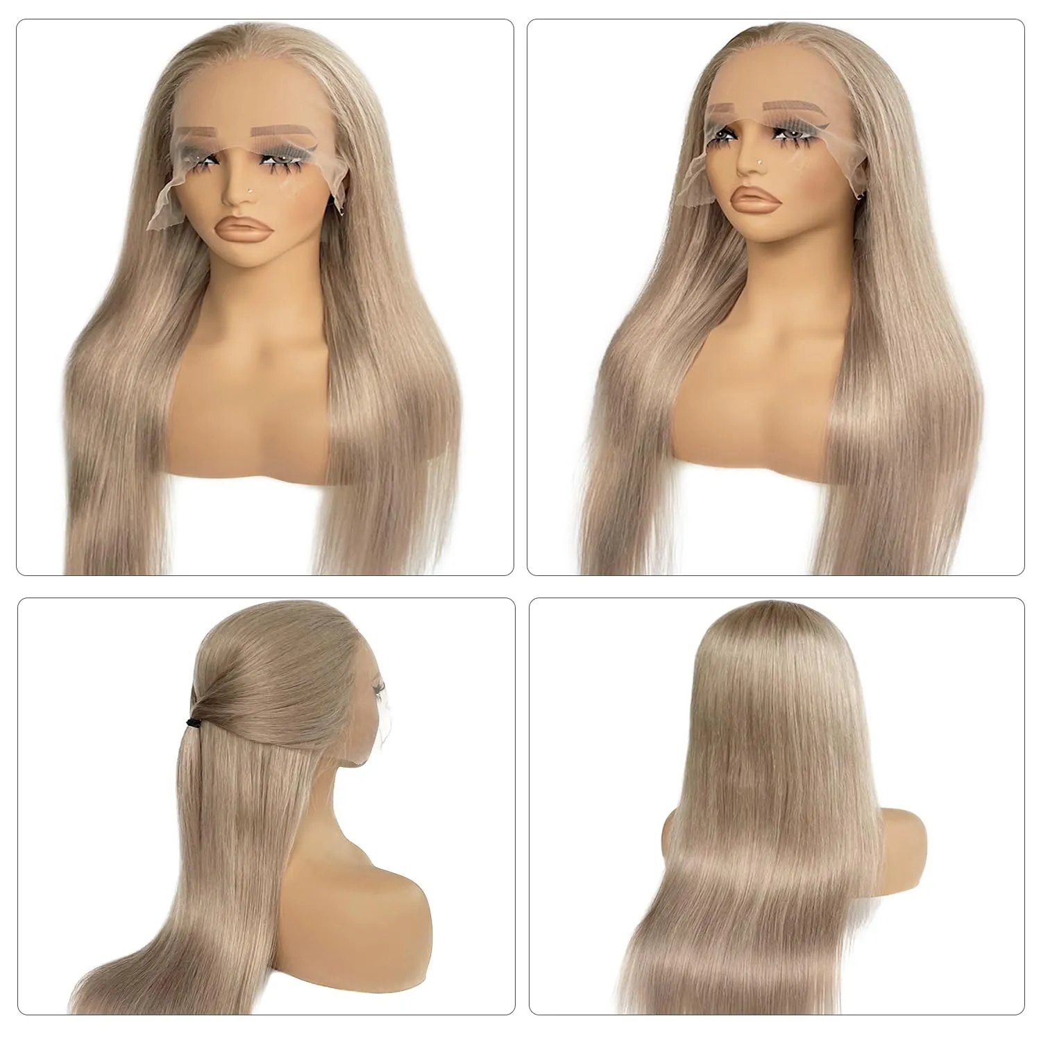 Ash Blonde Wig Human Hair 32 Inch 13x6 Transparent Lace Front Wigs Human Hair 180% Density Brown Blonde Straight Lace Front Wigs for Black Women Pre Plucked Long Invisible Lace Frontal Wigs Human Hair
