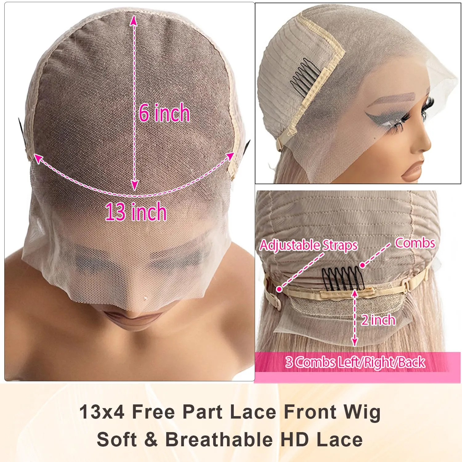 Ash Blonde Wig Human Hair 32 Inch 13x6 Transparent Lace Front Wigs Human Hair 180% Density Brown Blonde Straight Lace Front Wigs for Black Women Pre Plucked Long Invisible Lace Frontal Wigs Human Hair
