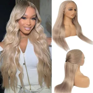 Ash Blonde Wig Human Hair 32 Inch 13x6 Transparent Lace Front Wigs Human Hair 180% Density Brown Blonde Straight Lace Front Wigs for Black Women Pre Plucked Long Invisible Lace Frontal Wigs Human Hair